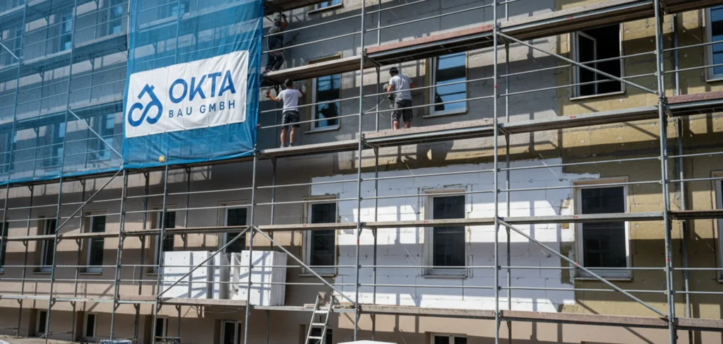 Mitarbeiter arbeiten an Fassaden